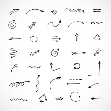 El çizilmiş ok vektör kümesi, sunum için elementler