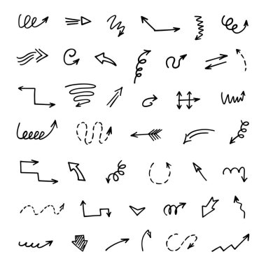 El çizilmiş ok vektör kümesi, sunum için elementler