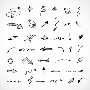 El çizilmiş ok vektör kümesi, sunum için elementler