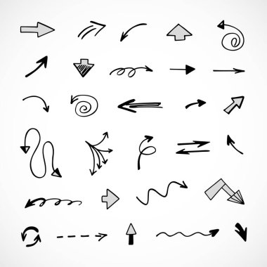 El çizilmiş ok vektör kümesi, sunum için elementler