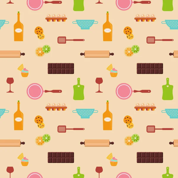 Fond Abstrait Partir Icônes Alimentaires Équipement Cuisine Motif Texture Transparente — Image vectorielle