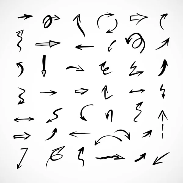 Vector Set Hand Drawn Arrows Elements Presentation — стоковый вектор