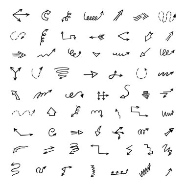 El çizilmiş ok vektör kümesi, sunum için elementler