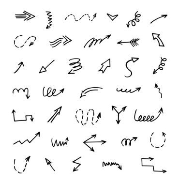 El çizilmiş ok vektör kümesi, sunum için elementler