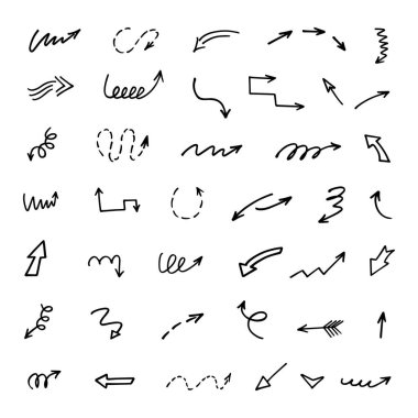 El çizilmiş ok vektör kümesi, sunum için elementler