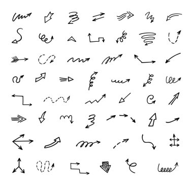 El çizilmiş ok vektör kümesi, sunum için elementler