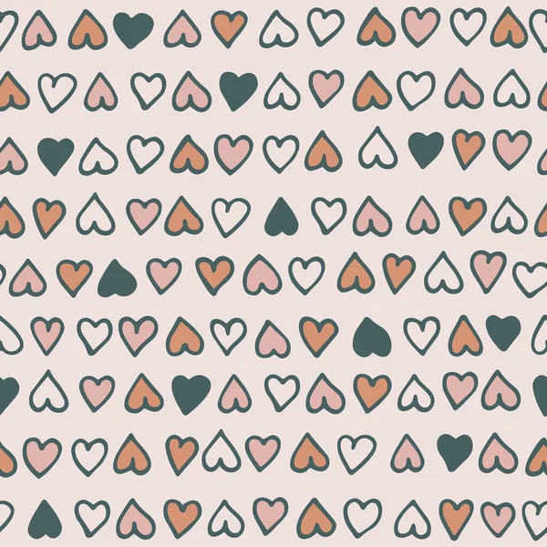 Vektorový Bezproblémový Vzorec Ručně Kreslených Srdcí Abstraktní Pozadí Dekorativních Čmáranice — Stockový vektor