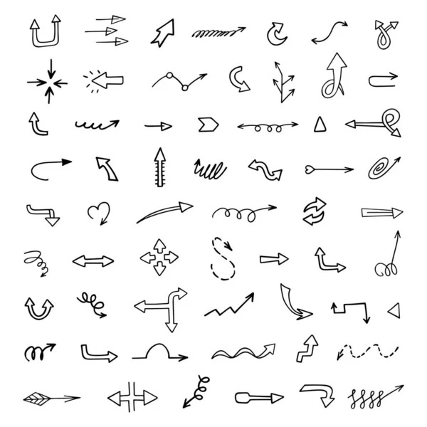 Vector Set Hand Drawn Arrows Elements Presentation — Archivo Imágenes Vectoriales