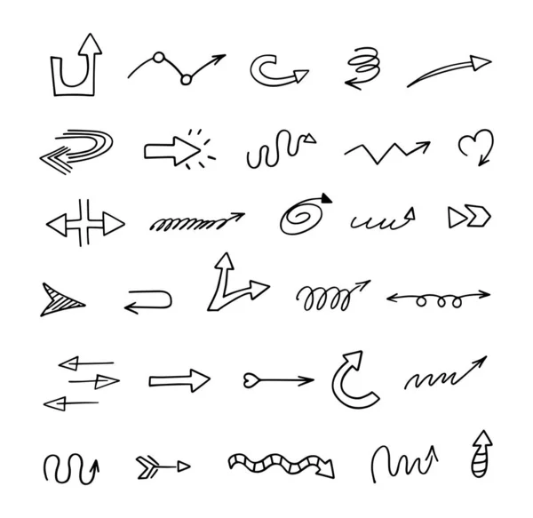 Vector Set Hand Drawn Arrows Elements Presentation Collection Signs Indicate — Stock Vector