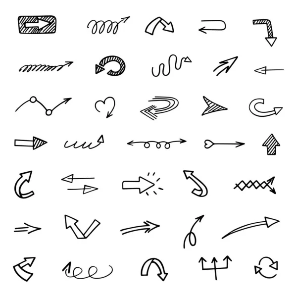 Vector Set Hand Drawn Arrows Elements Presentation Gráficos Vectoriales