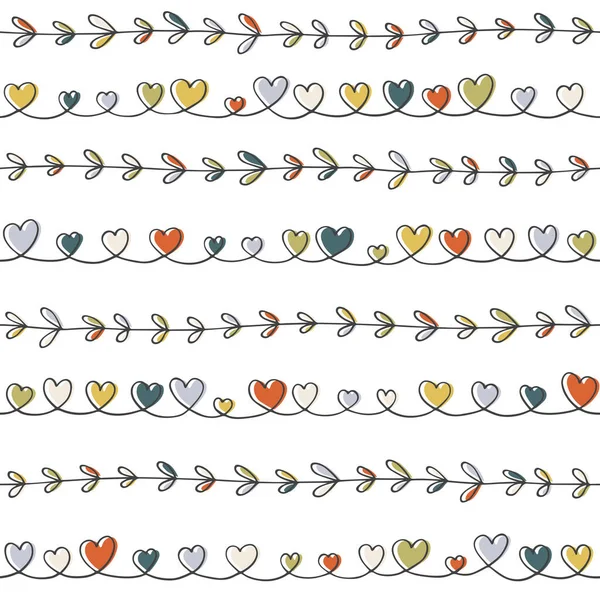 Vektorový Bezproblémový Vzor Ručně Kreslených Srdcí Květinový Prvek Abstraktní Pozadí — Stockový vektor