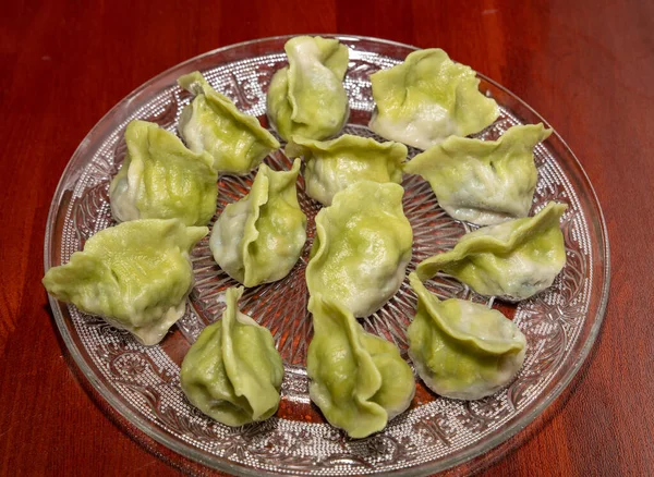 Fresh Cooked Green Food Dumplings — ストック写真