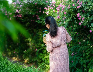 Öğleden sonra bahçede turistlerin manzarası