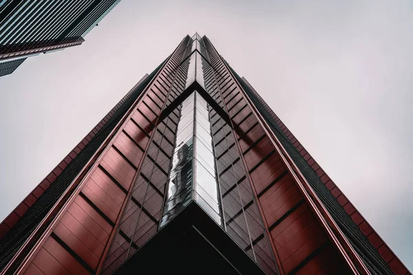 Low Angle Shot of Modern Red Towers Skyscrapers in Yeouido, Seoul, South Korea