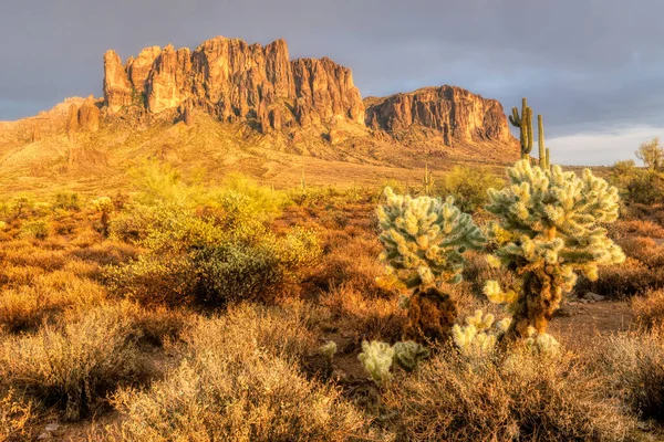 Superstição Montanha Deserto Sonora Perto Phoenix Arizona — Fotografia de Stock