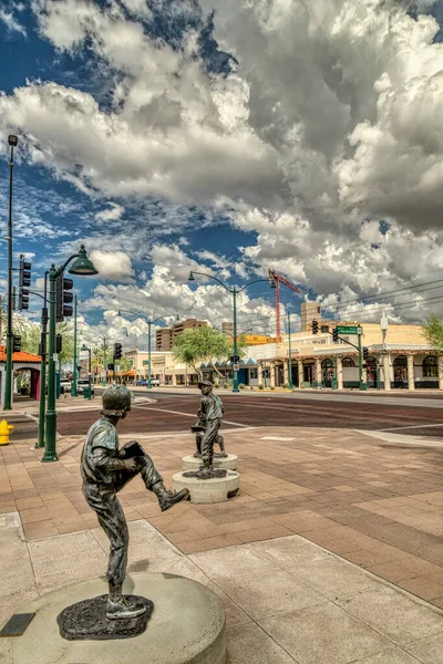 Monsoon clouds float over downtown Mesa, Arizona