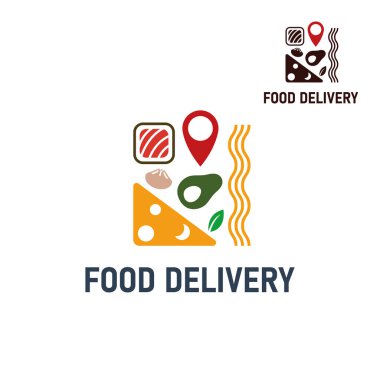 Fast food restoranının yemek dağıtım hizmeti için logo tasarımı şablonu