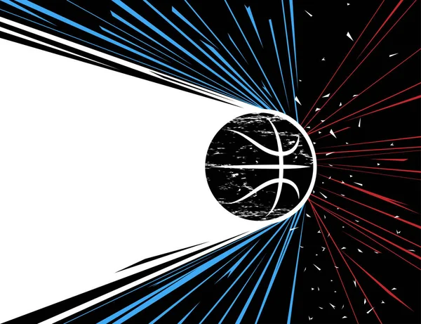 Basketbal banner voor wedstrijd of Basketbal evenement. Banner voor uw ontwerp. vliegende basketbal. — Stockvector