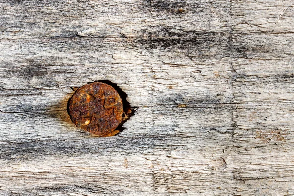 Close Shot Wood Board Rusty Nail — Stock Photo, Image