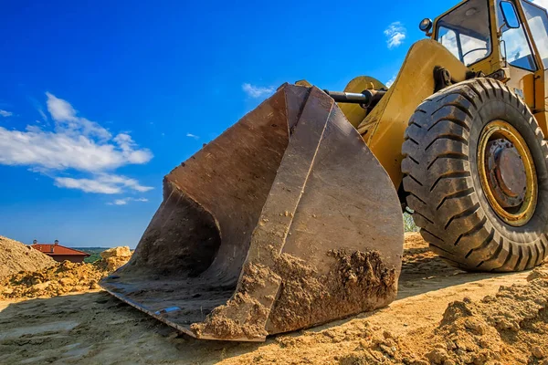 Close Big Bucket Yellow Excavator — Stock Photo, Image