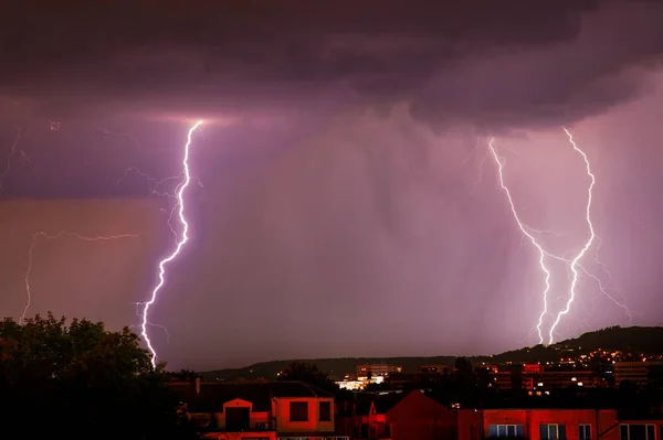 Exciting Powerful Flashes Lightning City Zipper Thunderstorm — ストック写真