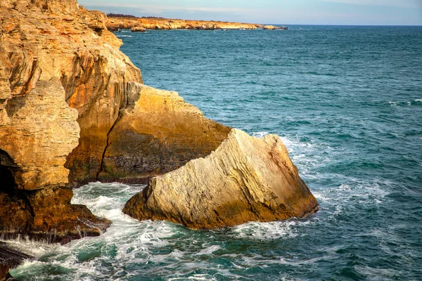 Schilderachtige Rauwe Natuur Landschap Naar Kliffen Van Zwarte Zee Bulgarije — Stockfoto