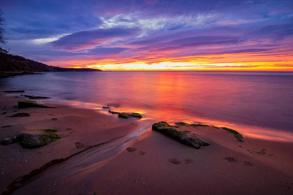 Small Brook Sea Sand Sky Reflection Morning — Stock Photo, Image