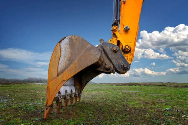工业背景 挖掘机桶特写 建筑挖掘机桶 — 图库照片