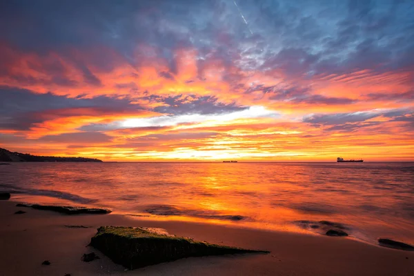 Amazing Red Sunrise Sea — Stock Photo, Image