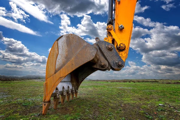 工业背景 挖掘机桶特写 建筑挖掘机桶 — 图库照片