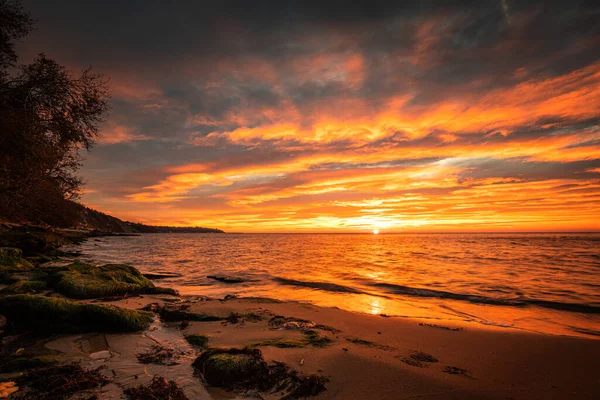 Stunning Red Sunrise Sea — Stock Photo, Image