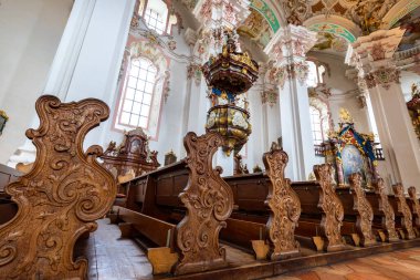 Bad Schussenried, Steinhausen, GERMANY, JUNE 09, 2022: Interior of the Church St. Peter and Paul