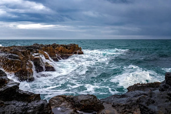 Stunning Seascape Scenic Clouds Sea Rocky Shore — Stock Photo, Image