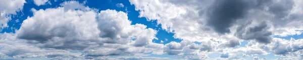 Panoramic View Blue Sky Fluffy Clouds — Stock Photo, Image