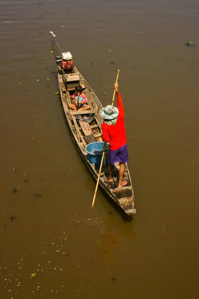 Рибалка Озері Півдні Таїланду Ландшафті — стокове фото