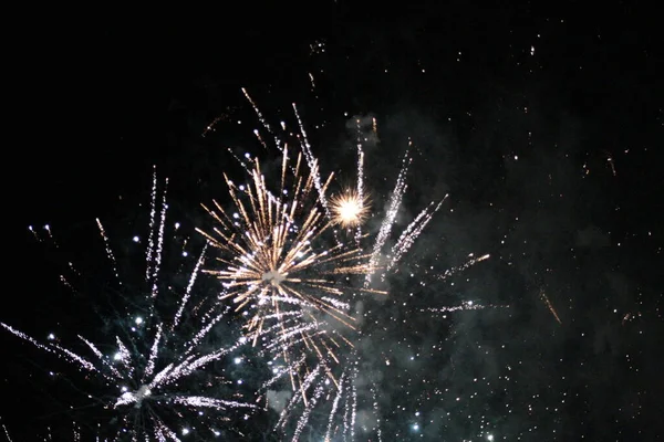 Fireworks Black Sky Background — Stockfoto