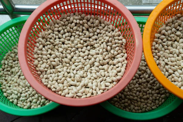 Asian Herb Ginkgo Biloba Medicinal Plants Dried Basket Prepare Processing — Stock Photo, Image