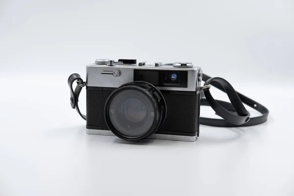 Isolated White Background Beautiful Vintage Analog Rangefinder Film Camera Decade — Stok fotoğraf