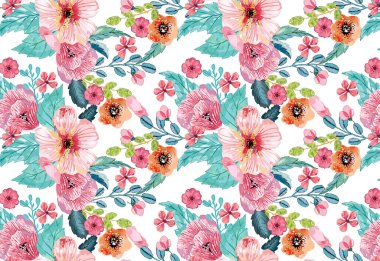 Çiçek Dokusunda Süslü Temel Özgeçmiş Tekrarlanıyor Çok Renkli Yaratıcı Tekstil Tasarımı Şablonu