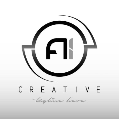 Yaratıcı modern iş tipografi vektör şablonlu ilk Harf AI logosu. Çember Tasarımlı AI Dairesel Harf Logosu.