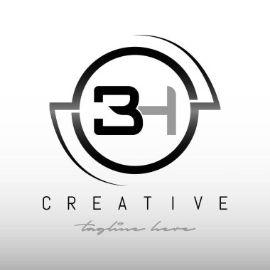 Yaratıcı modern iş tipografisi vektör şablonlu ilk Mektup BH logosu. Çember Tasarımlı BH Dairesel Harf Logosu.