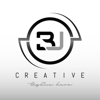 Yaratıcı modern iş tipografi vektör şablonlu ilk harf BJ logosu. Çember Tasarımlı BJ Dairesel Harf Logosu.