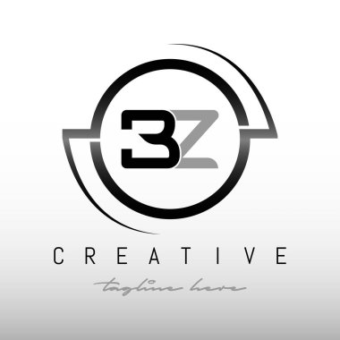 Yaratıcı modern iş tipografi vektör şablonlu ilk harf BZ logosu. Çember Tasarımlı BZ Dairesel Harf Logosu.