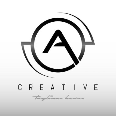 Beyaz Arkaplan Logo Tasarım Şablonu ile Siyah Renkli Baş harf. İlk Harf A Logo Tasarımı.