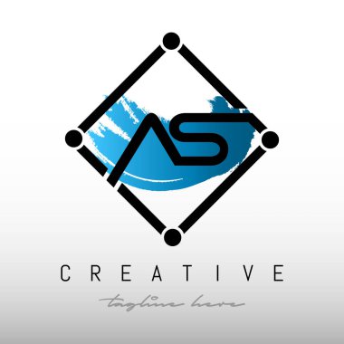 AS Square Framed Letter Logo Tasarımı. Yaratıcı Harf AS Logo Tasarımı.