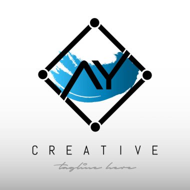 AY Square Framed Letter Logo Tasarımı. Yaratıcı Harf AY Logo Tasarımı.