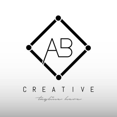 AB Kare Çerçeveli Mektup Logosu Tasarımı. Yaratıcı Harf AB Logo Tasarımı.