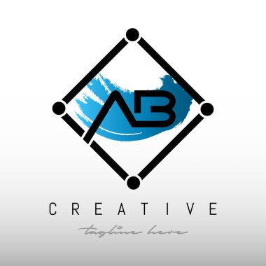 AB Kare Çerçeveli Mektup Logosu Tasarımı. Yaratıcı Harf AB Logo Tasarımı.