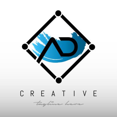 AD Square Framed Letter Logo Tasarımı. Yaratıcı Harf AD Logo Tasarımı.