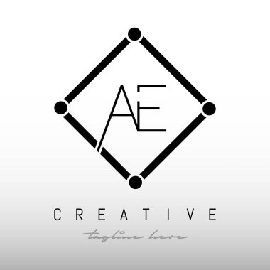 AE Square Framed Letter Logo Tasarımı. Yaratıcı Harf AE Logo Tasarımı.